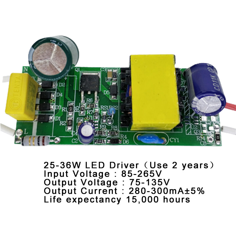1-3W,4-7W,8-12W,15-18W,20-24W, power Supply LED Driver 25-36W Lampu Arus Konstan Bawaan 85-265V Output 300mA Transformer