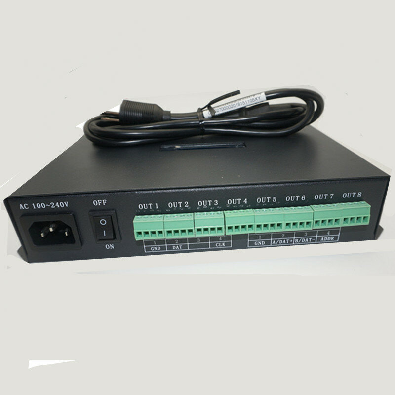 T-500K 컨트롤러 컴퓨터 온라인 WS2801 WS2811 6812 8806 APA102 led 픽셀 모듈 컨트롤러 8 포트 최대 300000 픽셀 지원