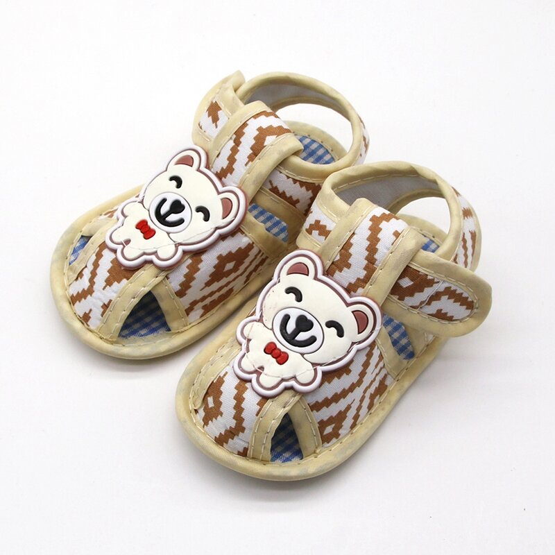 Sandalias de oso de dibujos animados para niños y niñas, zapatos de tela de algodón suave, de verano