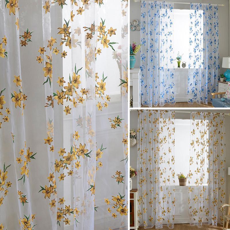1x2M Sweet New Sheer Tap Top Curtain Window Living Room Drapes Floral Curtains Panel AB