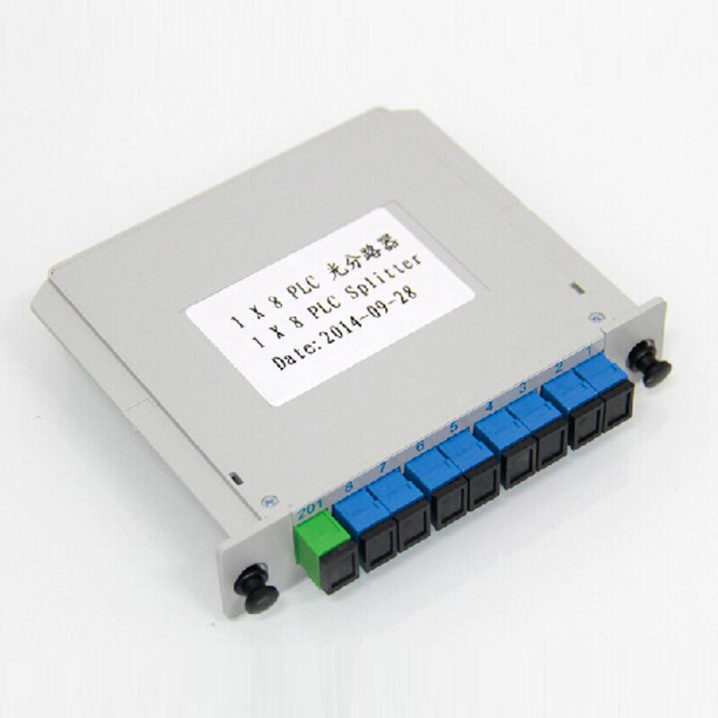 Boîte de séparation de Fiber optique SC UPC PLC 1x8, connecteur SC PLC 1x8, insertion monomode, type feuille, coupleur optique, bon marché