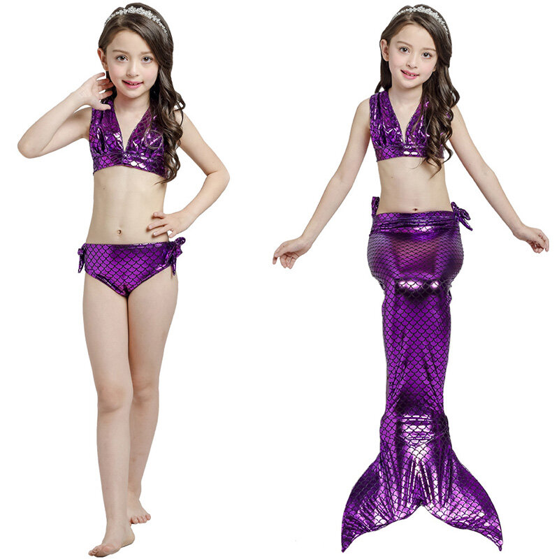 Disfraz De Sirena para niña, Cola De Sirena para nadar, disfraz De Cosplay De Zeemeerminstaart, 3 piezas