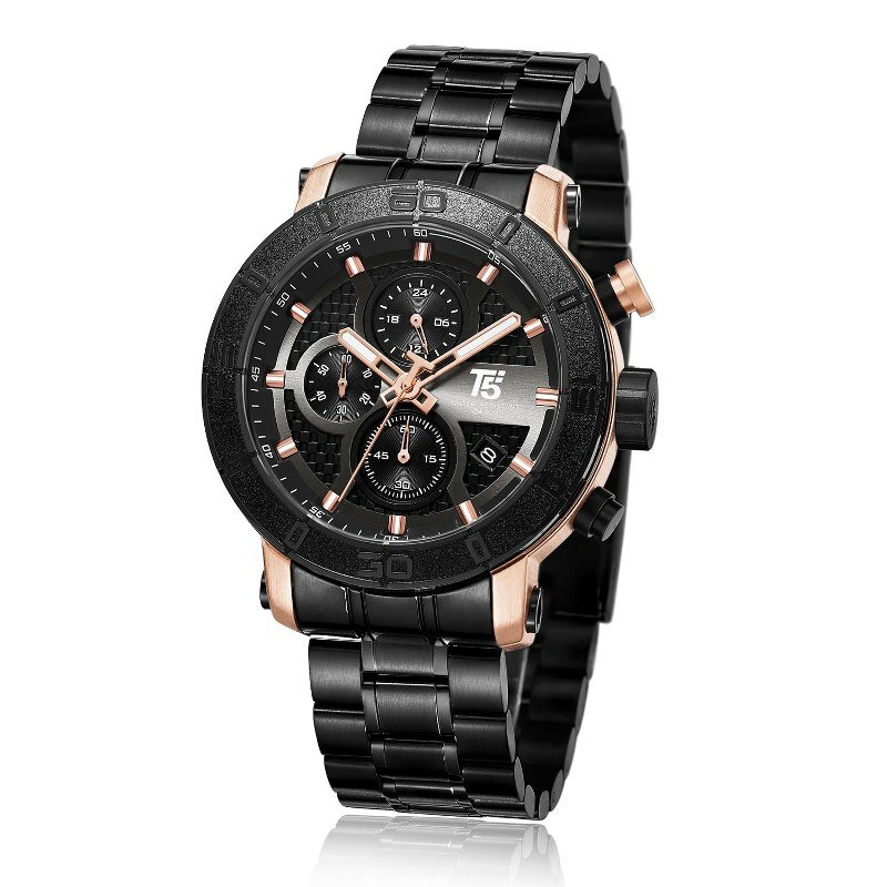 T5 Top Marke Luxus Rose Gold Quarz Chronograph Männer Herren Relogio Masculino Wasserdichte Sport Armbanduhren Uhr Uhren Mann