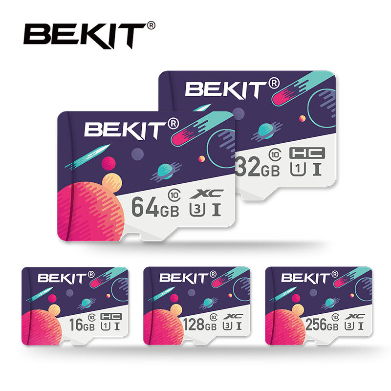 Bekit 100% Original การ์ดความจำ128Gb 256Gb 32GB 64Gb 16Gb 8Gb TF/SD การ์ด SDXC SDHC Class 10แฟลชไดร์ฟสำหรับกล้องสมาร์ทโฟน