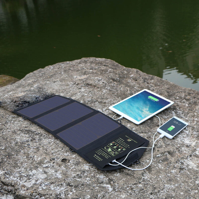 ALLPOWERS Solar panel 5V21W Tragbare Telefon Ladegerät Solar Ladegerät Dual USB Ausgang Bewegliche Solar Ladegerät für iPhone Samsung