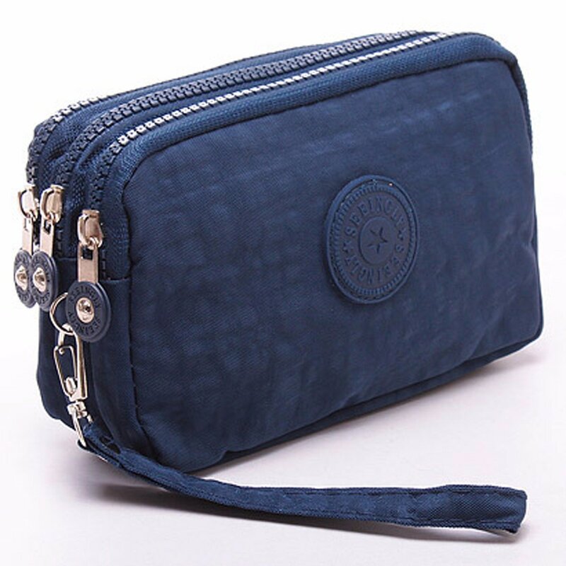 New Coin Purse Women Portabe Mobile Phone Bag Fashion Small Wallet Card Holder MultifunctionThree Zippers Mini Canvas Pouch