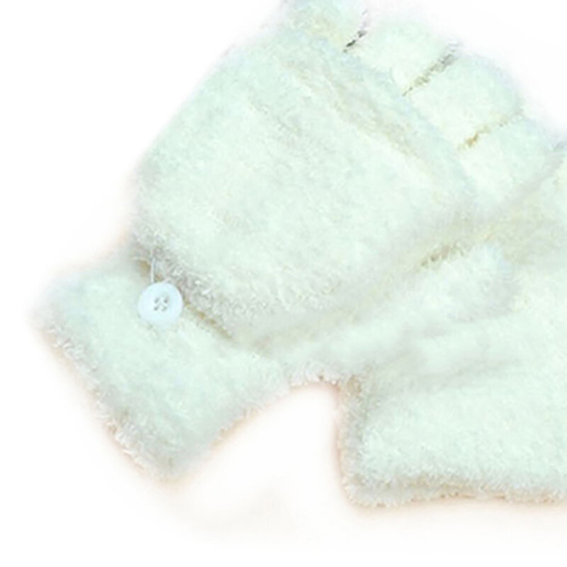 1Pair Fashion Women Girls Half Finger Gloves Fleece Fingerless Lovely Winter Gloves Soft Warm Flip Mittens New Gift Dropshipping