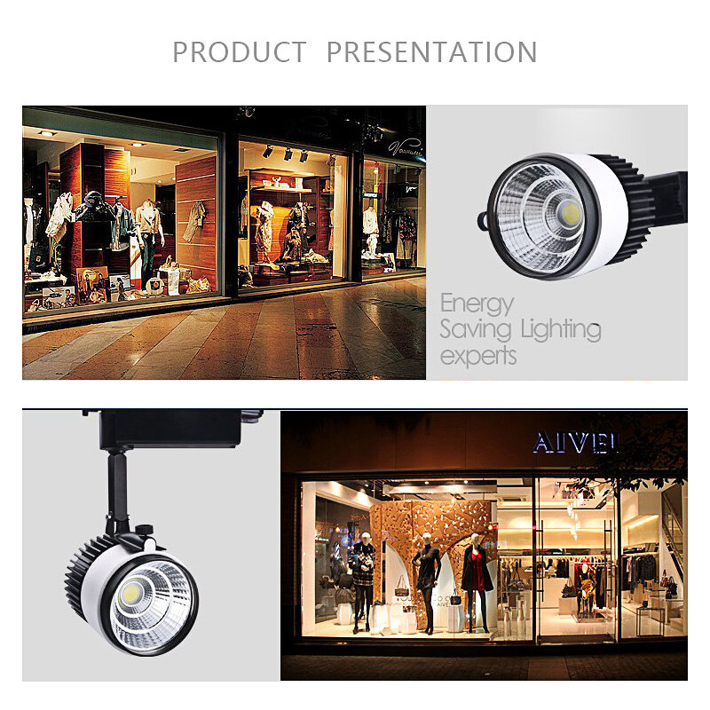 New COB LED Track Light Lamp 20W 30W Track Lighting Fixtures Spotlights Ceiling Lights AC85-265V for shop clothing Store