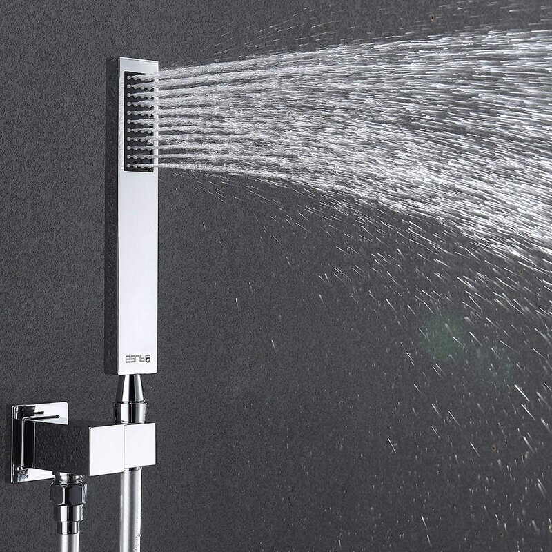 VOURUNA – système de douche thermostatique, ensemble de douche mural Btahroom avec bec de robinet de baignoire et pomme de douche pluie 10 ", Chrome poli