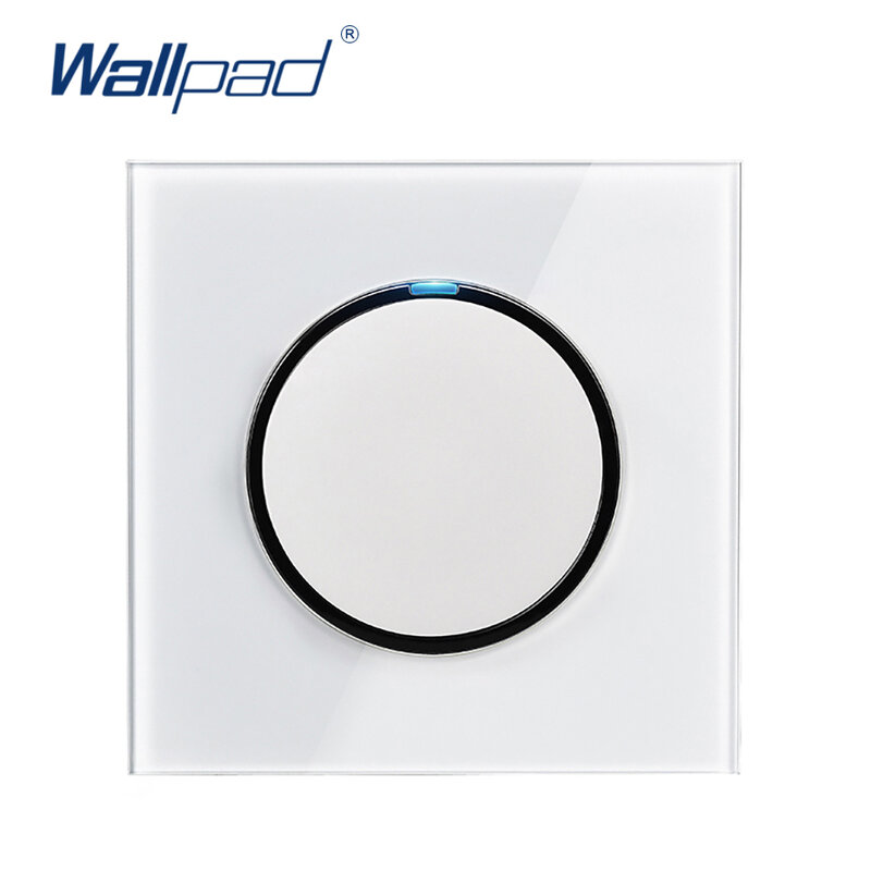 Wallpad-Interruptor de luz de pared con indicador LED, Panel de cristal de 16A, 1 entrada, 1 vía, botón de clic aleatorio