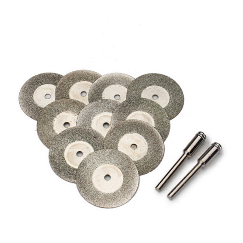 32 piezas discos de corte de diamante de Mini rueda hoja/16/20/22/25/30/40/50/60MM Dremel herramientas rotativas para piedra de cristal + 4 Uds mandriles