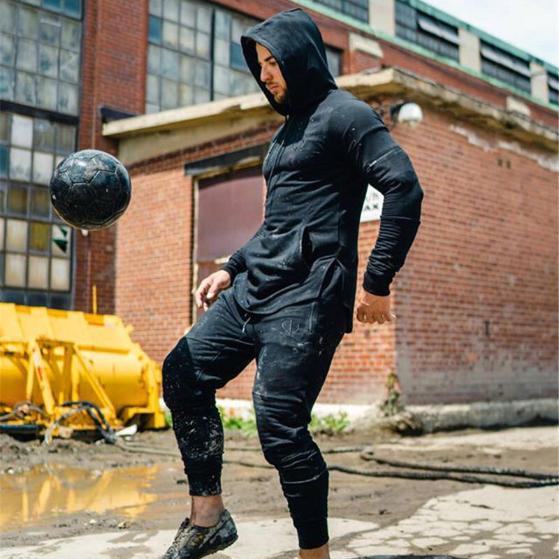 Marca melhores conjuntos de ginástica masculina 2019 novos conjuntos de fatos de treino do esporte masculino hoodies + calças casuais outwear ternos combinar