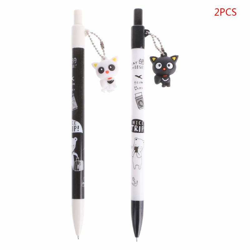 2 قطعة 0.5 مللي متر الكرتون القط قلادة قلم رصاص الميكانيكية البلاستيك التلقائي أقلام القلم
