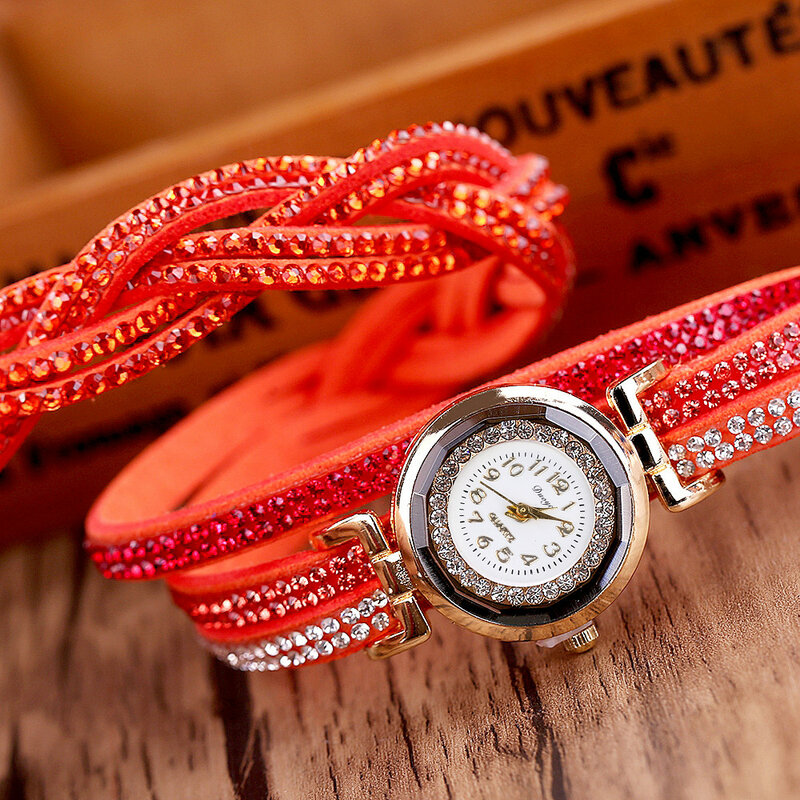 Duoya-relojes de lujo para mujer, pulsera de cuarzo dorada con diamantes de imitación, regalo, Q529, 2019