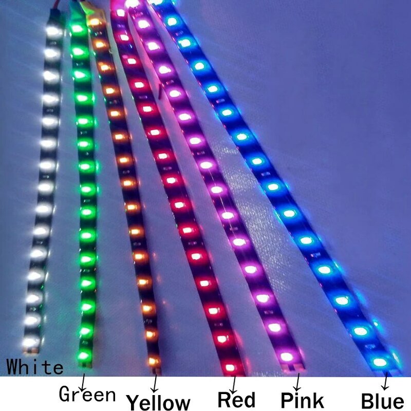 Bande lumineuse led 12v, 30cm, 15 diodes, ruban lumineux, blanc chaud, bleu, rouge, vert, néon, étanche