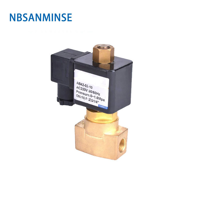 NBSANMINSE كد نوع اتجاهين موقف اثنين النحاس الملف اللولبي صمام AC220V DC24V DC12V التمثيل المباشر 0-1.6mpa AB42-02-10 عادة مفتوحة