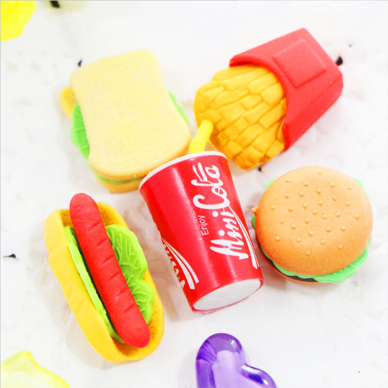 1 X Voedsel Modellering Gum Cola Hamburg Rubber Gum Creatieve Kawaii Briefpapier School Supplies Papelaria Gift Voor Kids