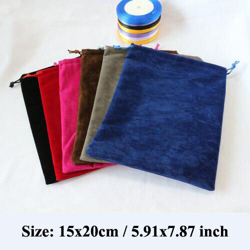 10pcs/lot DOUBLE Sided 15x20cm Candy Colors Drawstring Velvet Pouches Makeup Bags Wedding Party Decoration Packaging Gift Bags