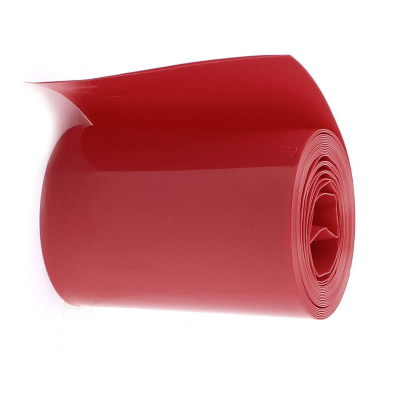 Tubo de envoltura termorretráctil de PVC de 2M y 50mm de ancho, color rojo, para batería de 2x18650