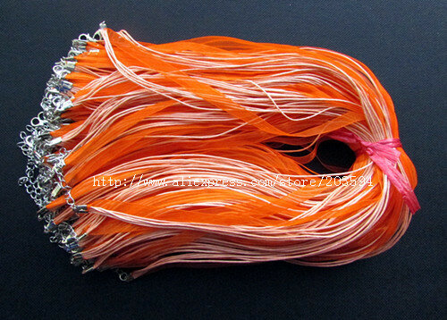 10 unids/lote 17-19 pulgadas ajustable colores surtidos cinta de Organza collar cordón con broche de langosta para la fabricación de la joyería DIY