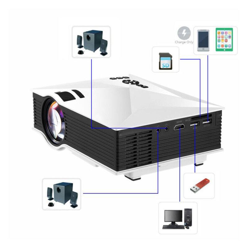 새로운 업그레이드 UNIC UC68 멀티미디어 홈 시어터 1800 루멘 led 프로젝터 HD 1080p 더 UC46 지원 Miracast Airplay