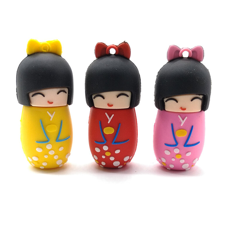 Pendrive usb estilo japonês para meninas, flash drive 4gb 8gb 16gb 32gb 64gb fofo brinquedo de roly-poly