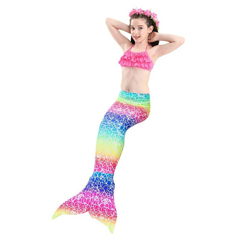 2019 chicas nadando sirena traje de colas Cosplay niños de traje de baño Bikini conjunto para niños cola de sirena