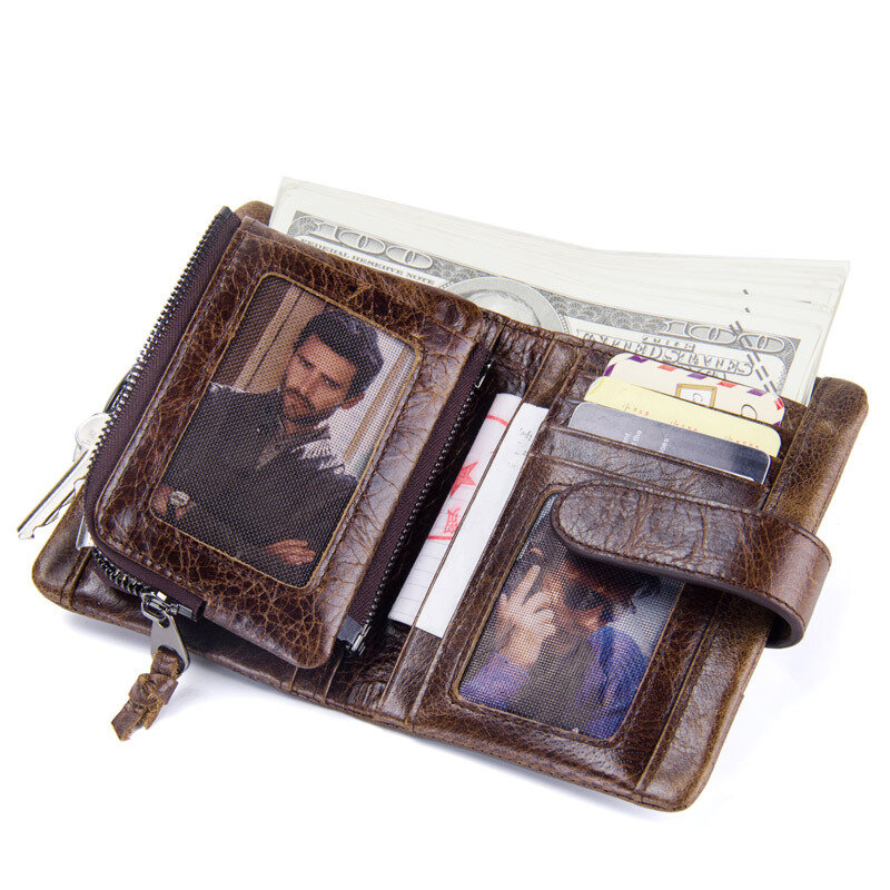 Nowe retro luksusowe skórzane męskie portfele skórzane monety kieszonkowe męskie ID etui na karty kredytowe portfel kopertówka mężczyźni torebki Coin Cartera