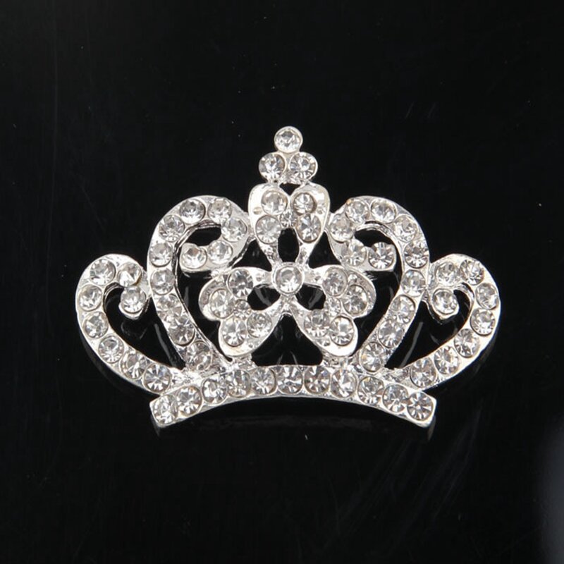 5PCS Crown Rhinestone Crystal Buttons Diy Bling Alloy Crown Button For Wedding Party Bride Headdress Hair Embellishment Buttons