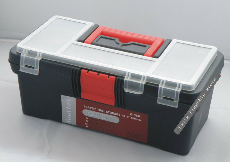Caja de herramientas de plástico de 12,5 pulgadas con mango, bandeja, compartimento, almacenamiento y organizadores de G-510, 32x18x13CM