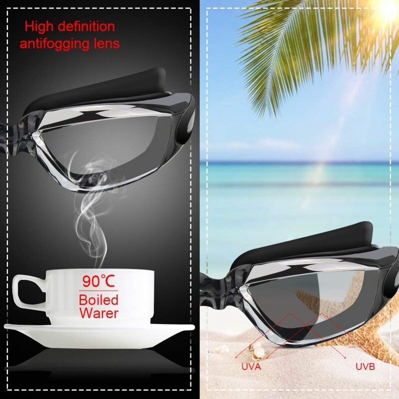 نظارات سباحة مضادة للضباب مطلية بالكهرباء ، نظارات سباحة مقاومة للماء للأشعة فوق البنفسجية ، نظارات سباحة قابلة للتعديل للرجال والنساء