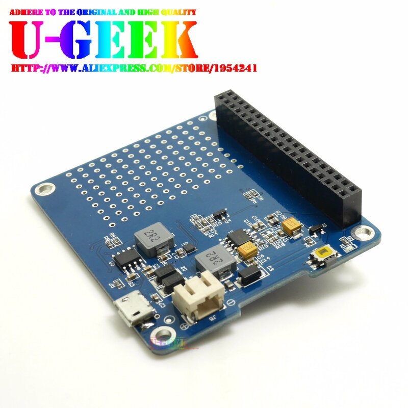 Ugeek-chapéu ups com bateria para raspberry pi 3 modelo b/3b +/3a +/2b/4b | adaptador de bateria pi | fonte de energia | carregamento enquanto o pi está funcionando