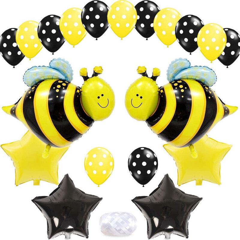 Ballons en Latex abeille, points noirs, en aluminium, en forme d