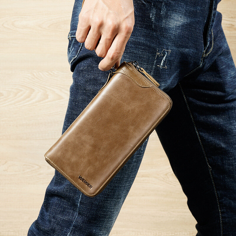New Business portafoglio uomo moda portafoglio lungo tasca Clutch pochette borsa Casual con cerniera