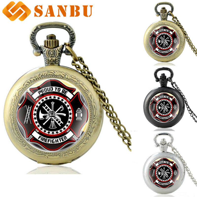 Relógio de quartzo de bolso, colar antigo dos estados unidos, departamento de incêndio, vintage, para homens e mulheres, colar com pingente de bronze