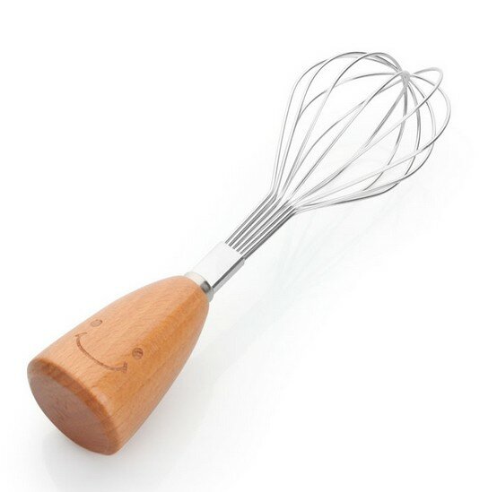 Batedor de madeira com cabo de madeira para cozinha, agitador de aço inoxidável para omelete e pizza, utensílios de cozinha, kx 149, 1 peça