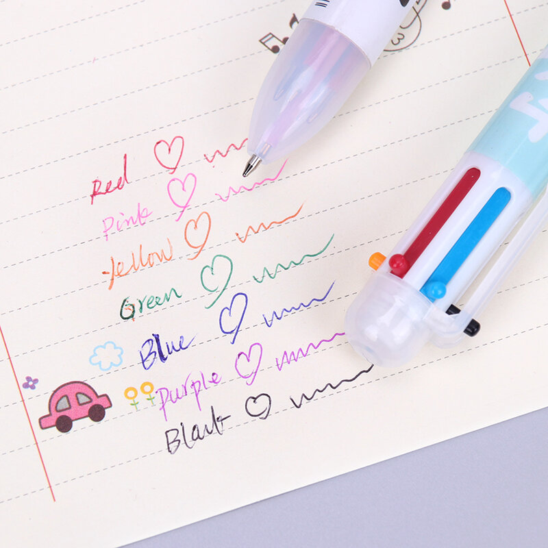 قلم حبر جاف 6 في 1 ، ضغط متعدد الألوان ، قلم حبر إبداعي ، أقلام وضع علامات ثابتة ، لوازم مدرسية مكتبية