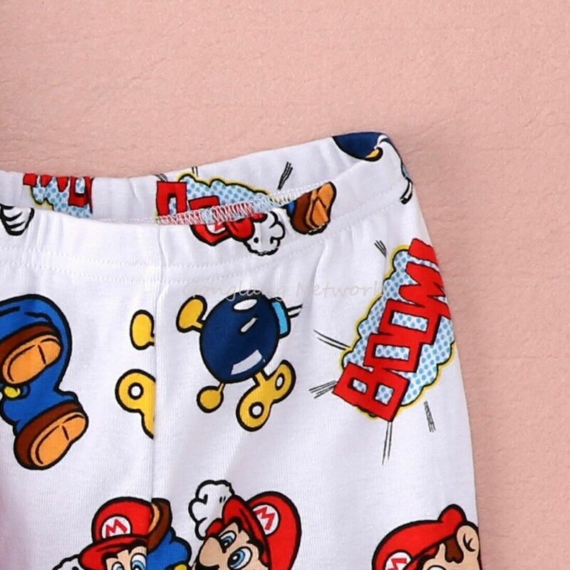 Cartoon Kids Toddler Boys Super Mario Sleepwear Nightwear Pajamas Sets Baby Clothing 1-7Y