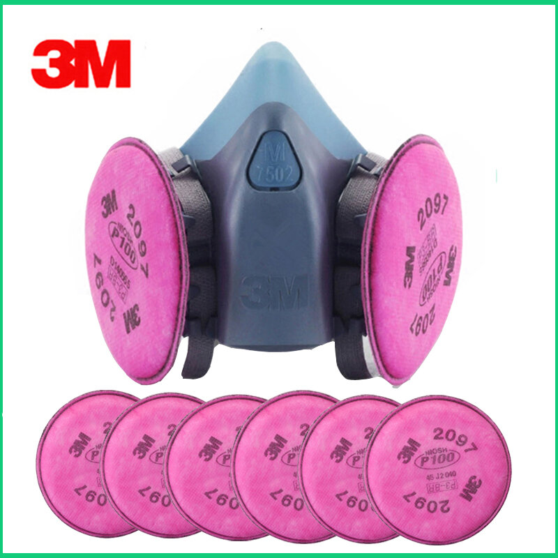 7in1 3 M 7502 Gas maske Chemische Atemschutz Schutz Maske Industrielle Farbe Spray Anti Organische Dampf Staub Pulver Maske 6001