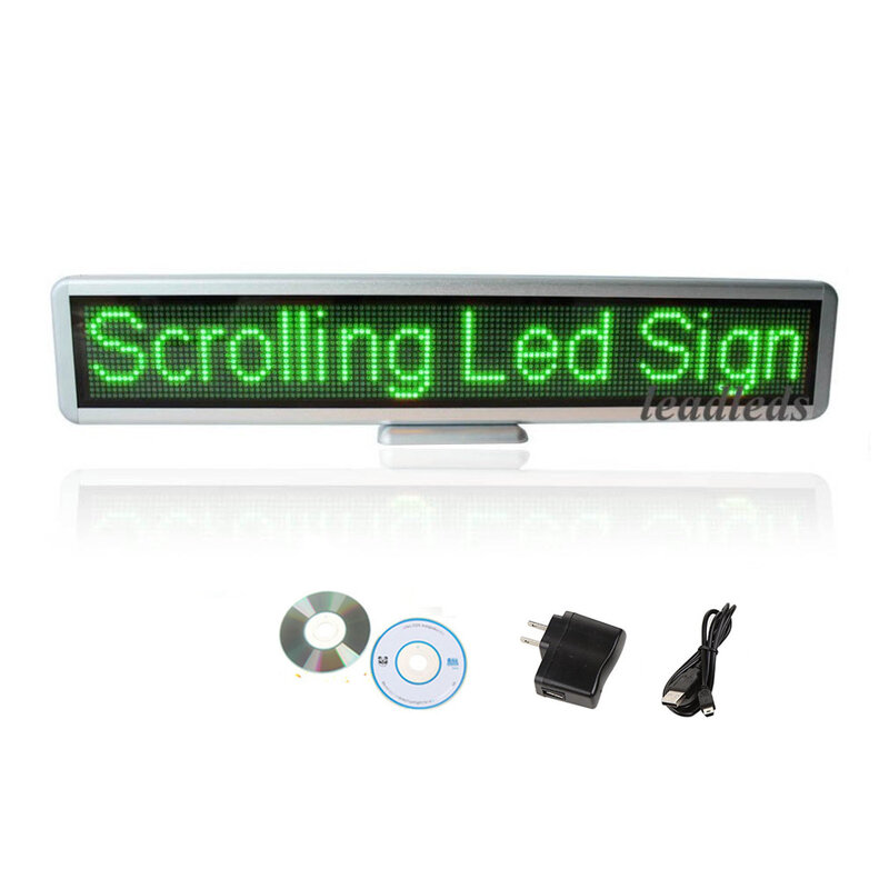Tablero de publicidad de escritorio, señal de mensaje LED programable SMD, 56cm, 16x128-pantalla verde