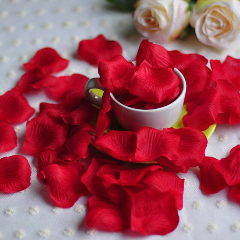 Pétalos de rosa para decoración de boda, accesorios de pétalos de rosa artificiales, baratos, 1000 unids/lote