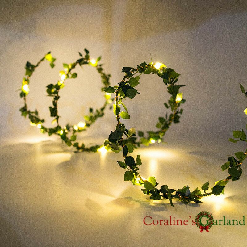 2M 5M 10M Outdoor LED liść sznurka bajki łańcuchy świetlne z baterią działają na rustykalne wesele przyjęcie świąteczne dekoracje na imprezy okolicznościowe