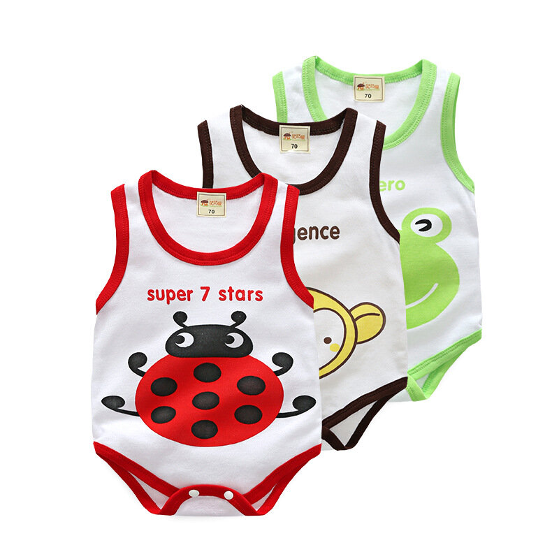 Sleeveless Baby Boys Girls Bodysuit Cotton Cartoon Vest Underwaist Baby Kid Infant Jumpsuits Clothing Kid Vest Triangle Rompers