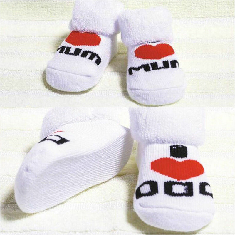 Heißer Baby Socken Neue Marke Süße Baby Kinder Mädchen Jungen Prinzessin Knöchel Socken Brief Liebe Mama Papa Kurze Socken 0-6M