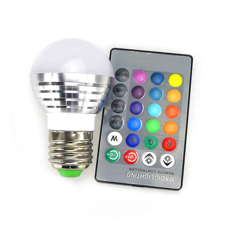 Bombilla LED RGB E14 E27, foco de 3W, 85-265V, iluminación mágica RGB para vacaciones, 16 colores con Control remoto IR