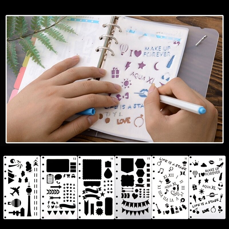 Bala diário estêncil planejador de plástico diy artesanato modelo de desenho diário decoração a6