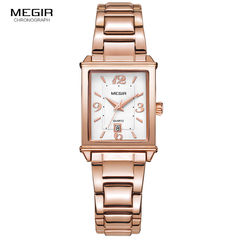 MEGIR LADIES นาฬิกา Rose Gold ผู้หญิงสร้อยข้อมือนาฬิกาสำหรับคนรักแฟชั่นผู้หญิงนาฬิกาข้อมือนาฬิกาควอตซ...
