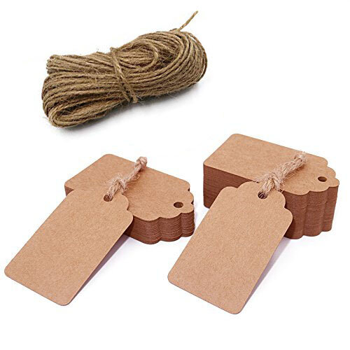 100pcs brown Kraft paper tags for wedding or party decoration gift tags and Packaging Hang Tags is customized DIY labels
