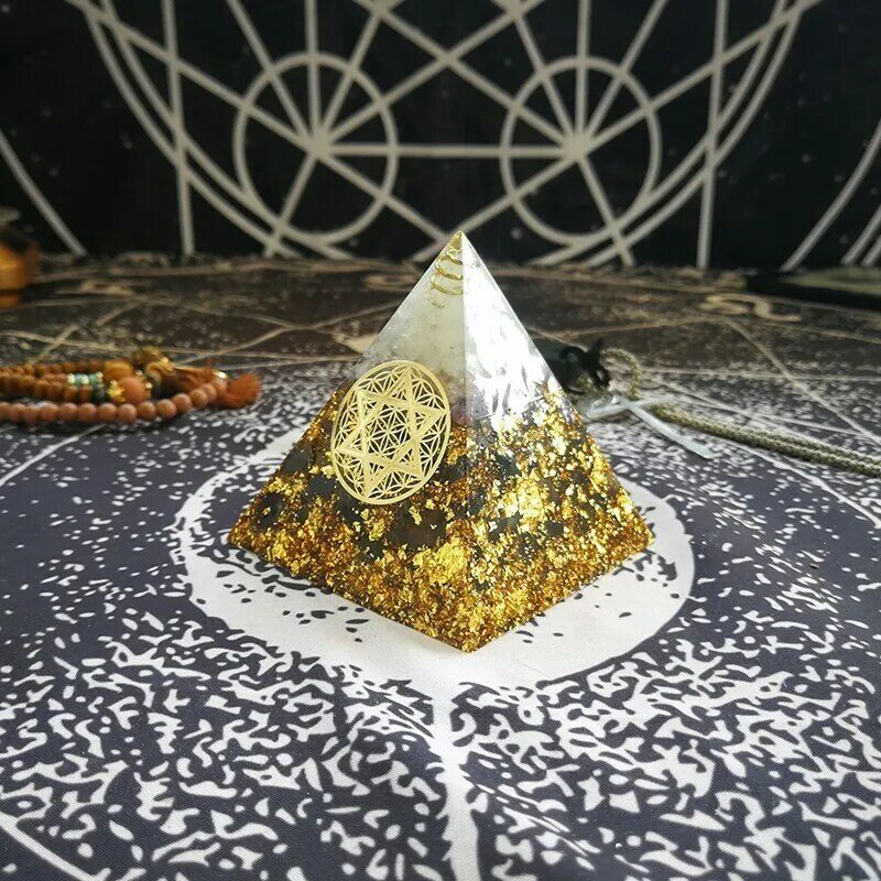 AURAREIKI Orgonite Pyramide Sahasrara Chakra Jeremiel Verbessert Weisheit Natürliche Amethyst Weißen Kristall Harz Pyramide Schmuck Handwerk