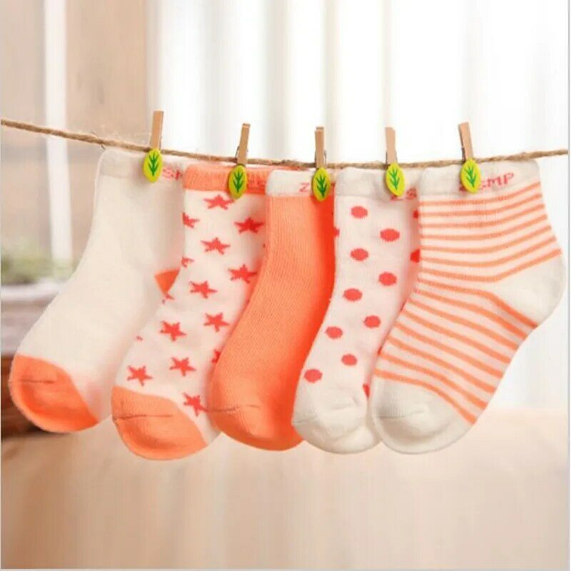 Meias de algodão para bebê recém-nascido, meias curtas de menino e menina, 10 tamanhos = 5 pares